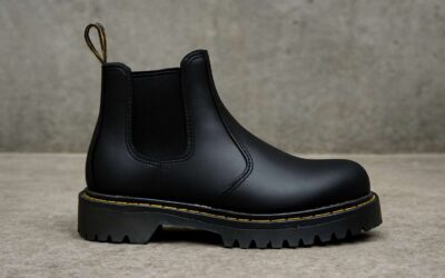 dr martens chelsea safety boot: rugged comfort and slip-resistant protection.